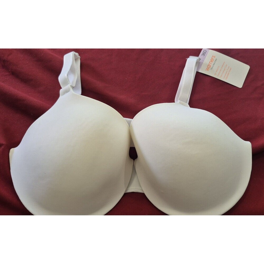 NWT Warners 36D Bra Bright White Underwire Lined Full Coverage New